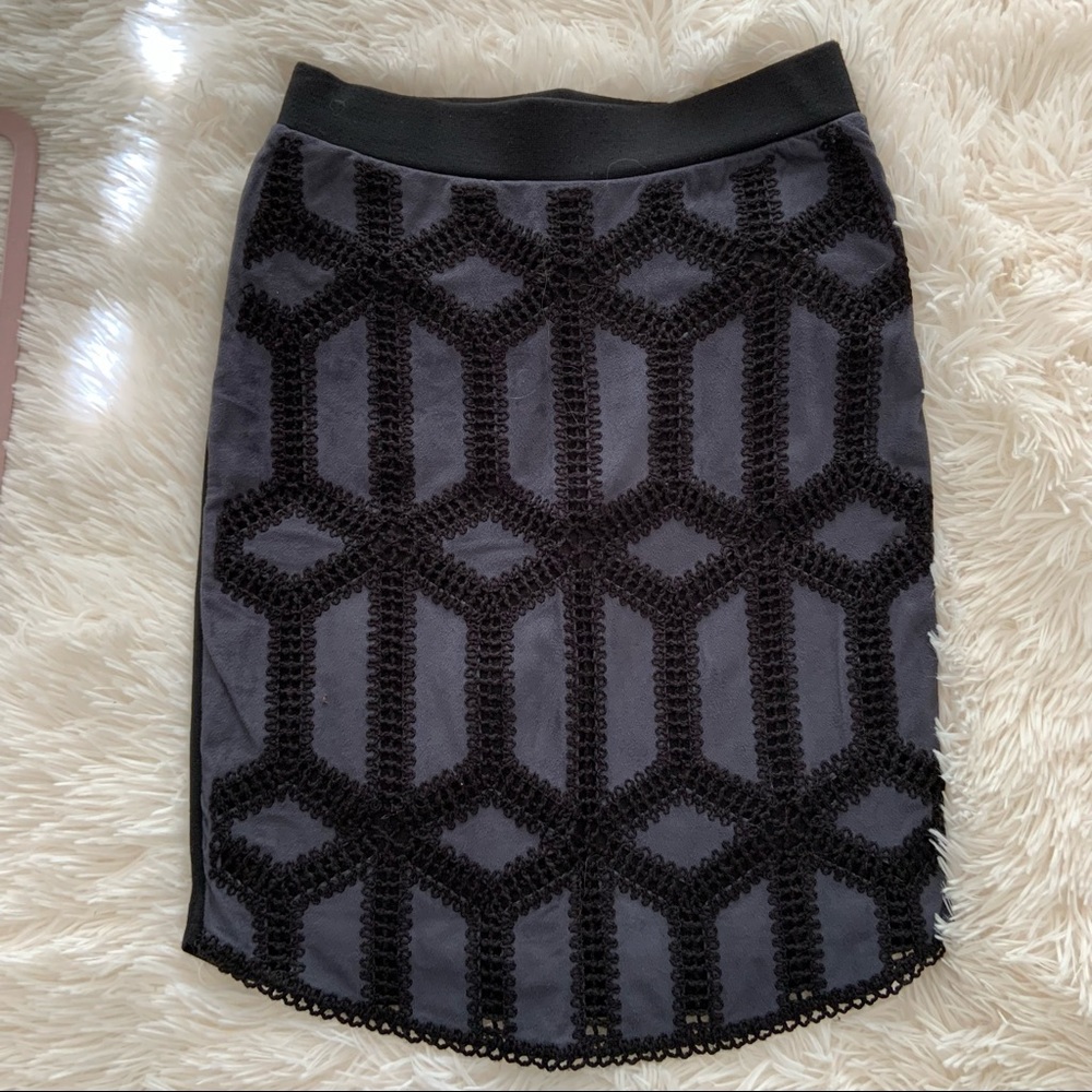 Navy Skirt with Pattern on Front